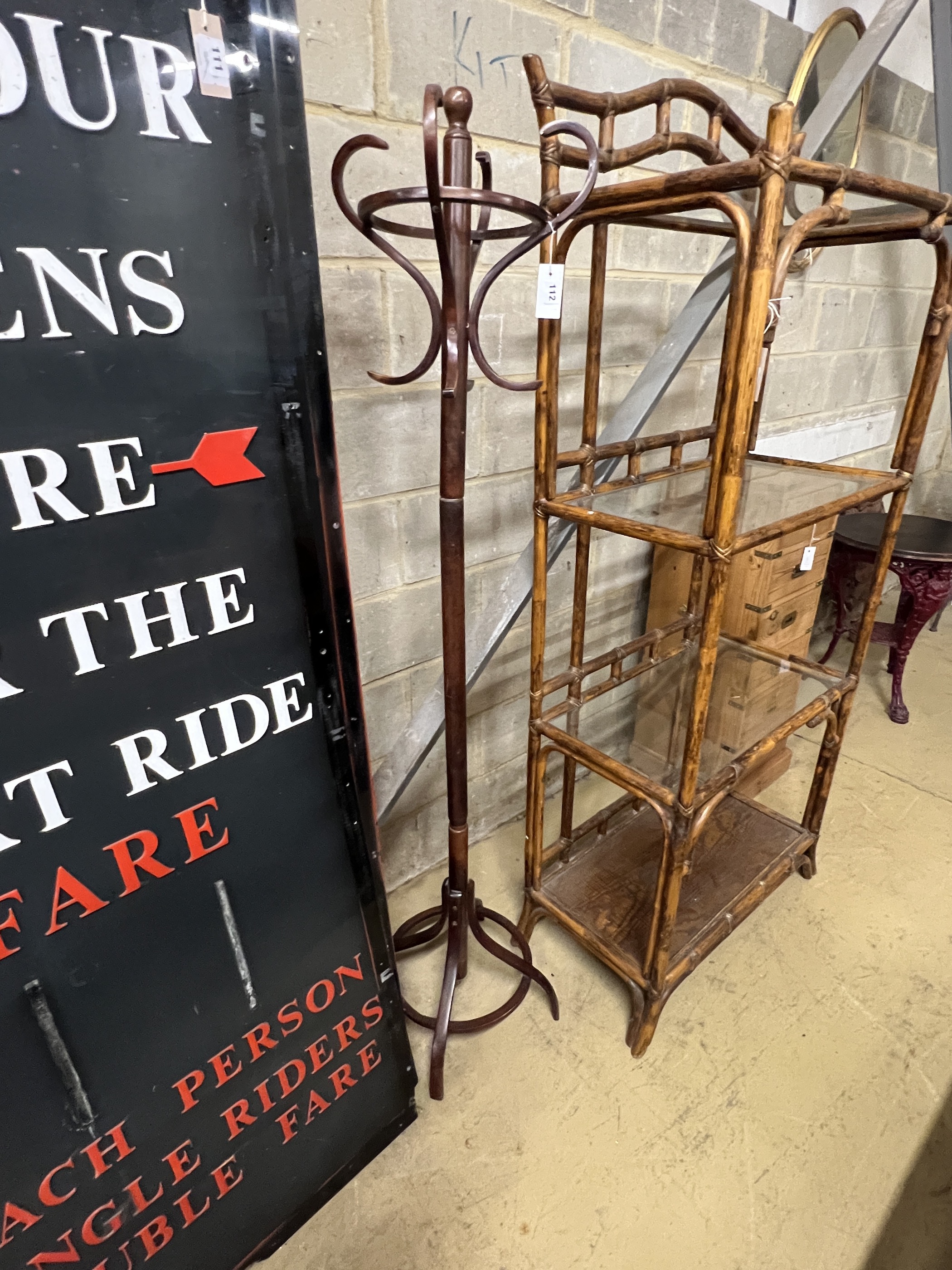 A beech bentwood coat stand, height 178cm